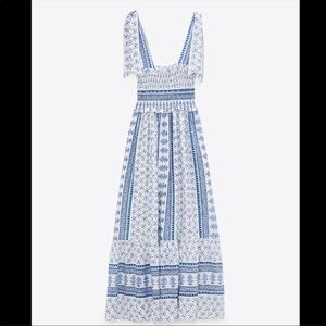 ZARA Smocked Blue Tie dress - BLOGGERS FAVORITW